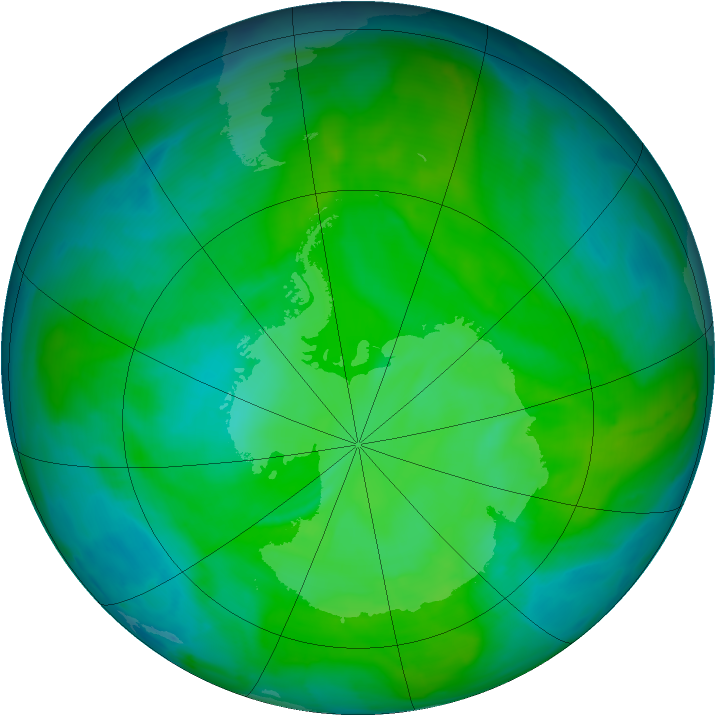 Antarctic ozone map for 06 December 2013